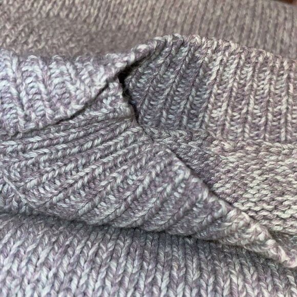 Flax Mock Neck Sweater Womens Size Small Medium Cotton Nylon‎ Pocket Gray Green - Picture 6 of 8